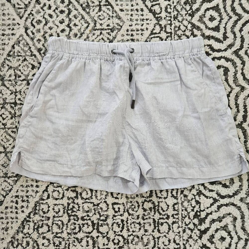 Reiss 100% Linen Drawstring Shorts in Light Blue Size 6